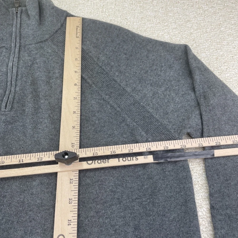 Banana Republic Men's Sweater L Gray‎ 1/4 Zip Cashmere Cotton Classic